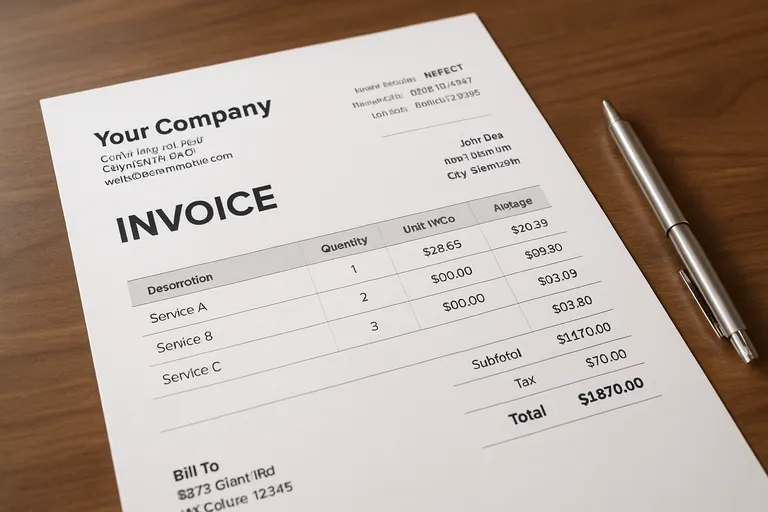 Essentiële onderdelen van een factuur in het engels